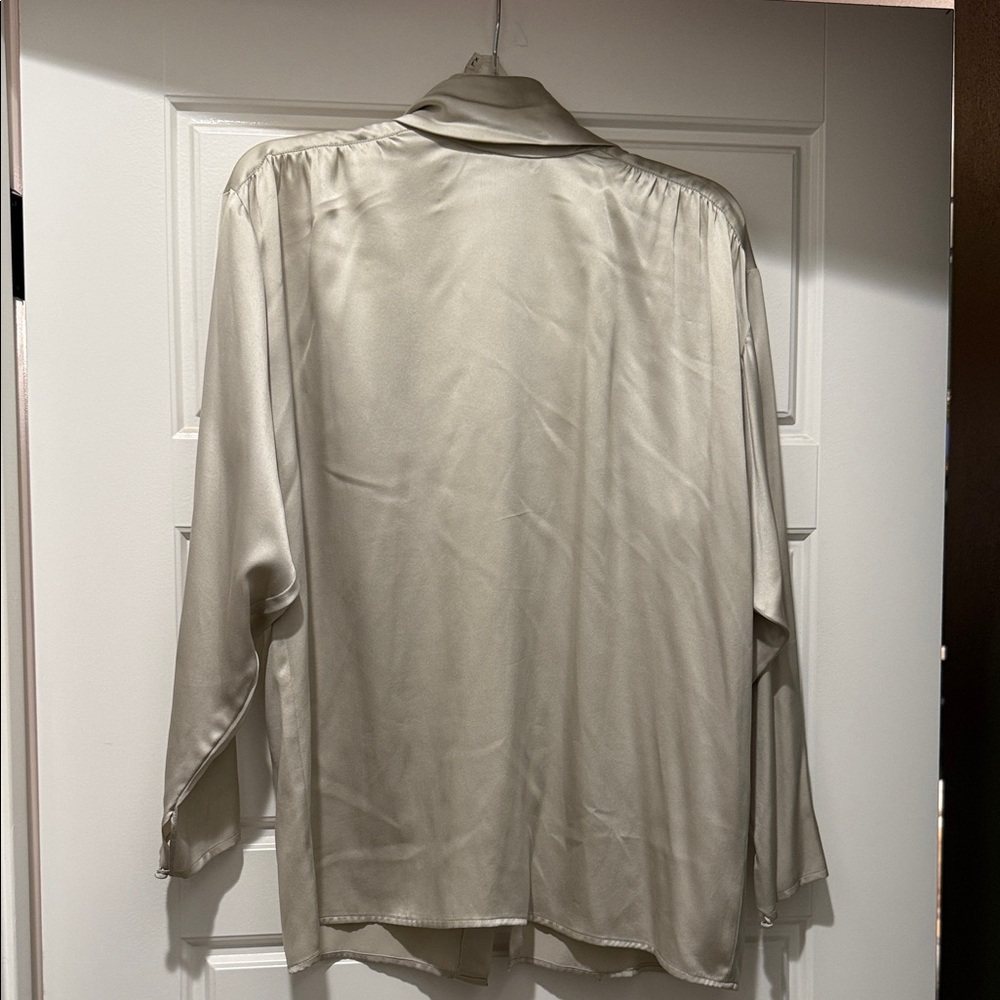 St. John Silk Silver Elegant Button Down Shirt